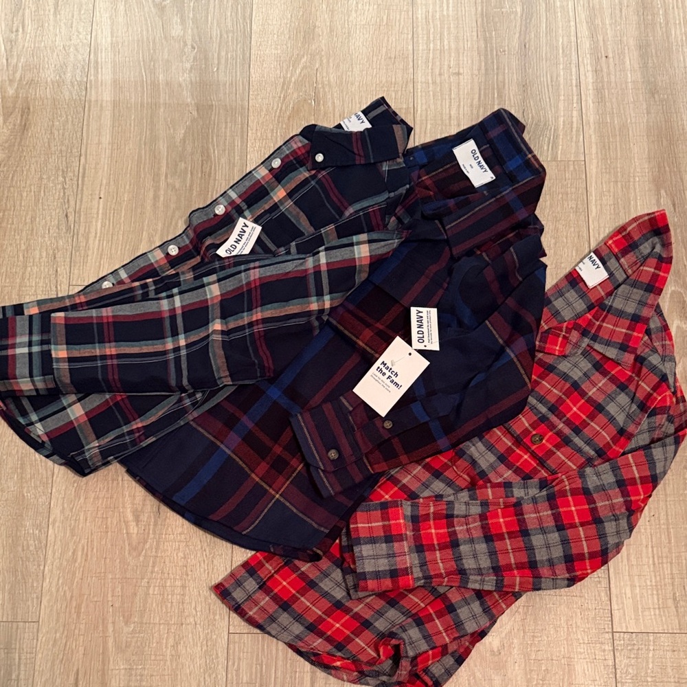 Old Navy Kids Plaid Button-Down Shirts - Red, Navy, and Blue